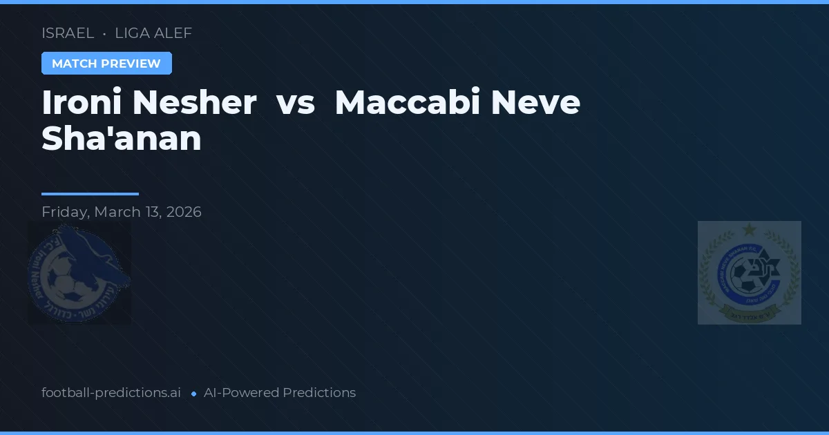 Ironi Nesher vs Maccabi Neve Sha'anan — voorspelling en vooruitblik wedstrijd