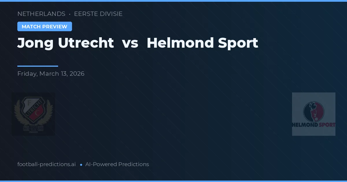 Jong Utrecht vs Helmond Sport — voorspelling en vooruitblik wedstrijd