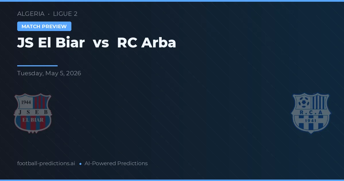 JS El Biar vs RC Arba — voorspelling en vooruitblik wedstrijd