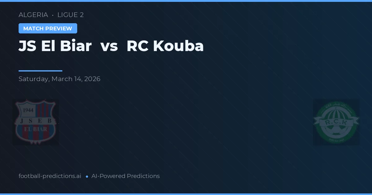JS El Biar vs RC Kouba — voorspelling en vooruitblik wedstrijd
