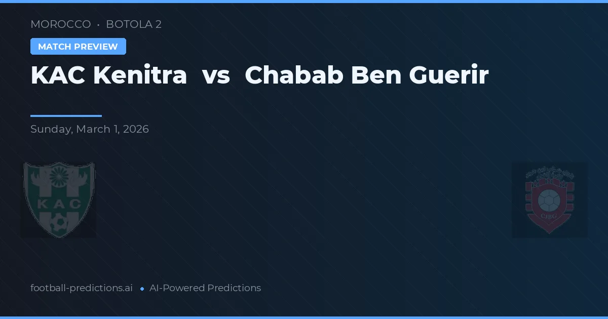 KAC Kenitra vs Chabab Ben Guerir — voorspelling en vooruitblik wedstrijd