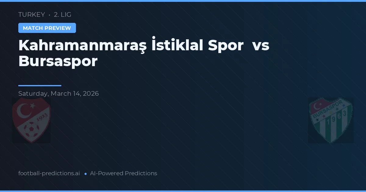 Kahramanmaraş İstiklalspor vs Bursaspor — voorspelling en vooruitblik wedstrijd