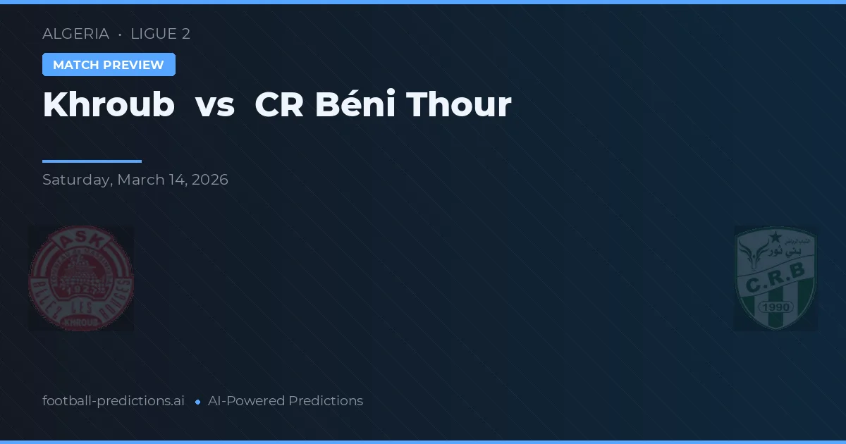 Khroub vs CR Béni Thour — voorspelling en vooruitblik wedstrijd