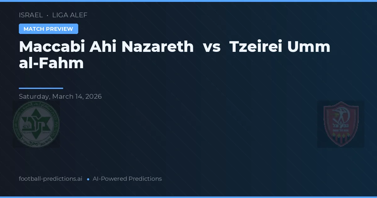 Maccabi Ahi Nazareth vs Tzeirei Umm al-Fahm — voorspelling en vooruitblik wedstrijd