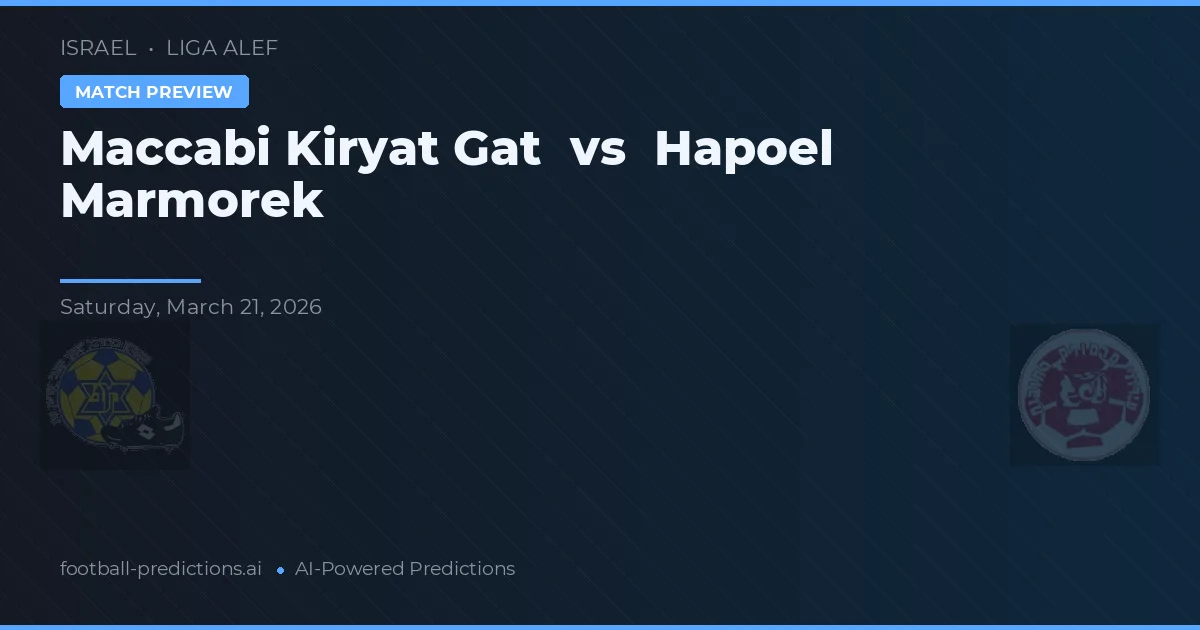 Maccabi Kiryat Gat vs Hapoel Marmorek — voorspelling en vooruitblik wedstrijd