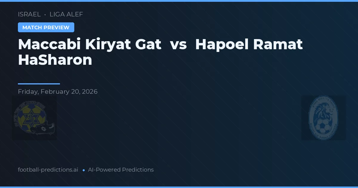 Maccabi Kiryat Gat vs Hapoel Ramat HaSharon — voorspelling en vooruitblik wedstrijd