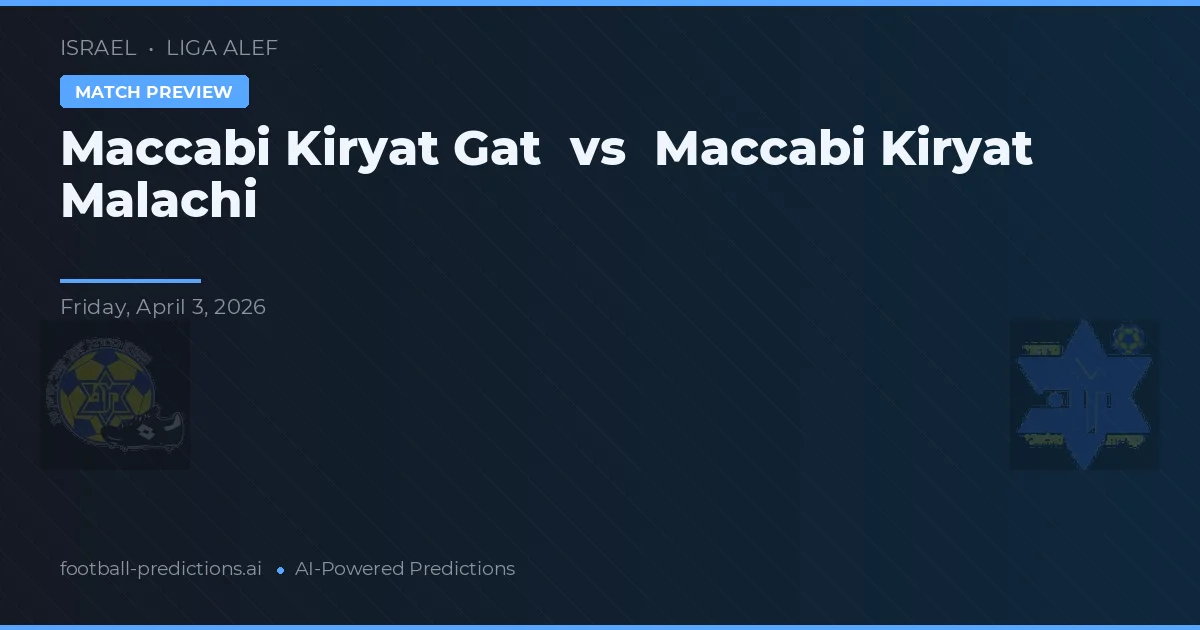 Maccabi Kiryat Gat vs Maccabi Kiryat Malachi — voorspelling en vooruitblik wedstrijd