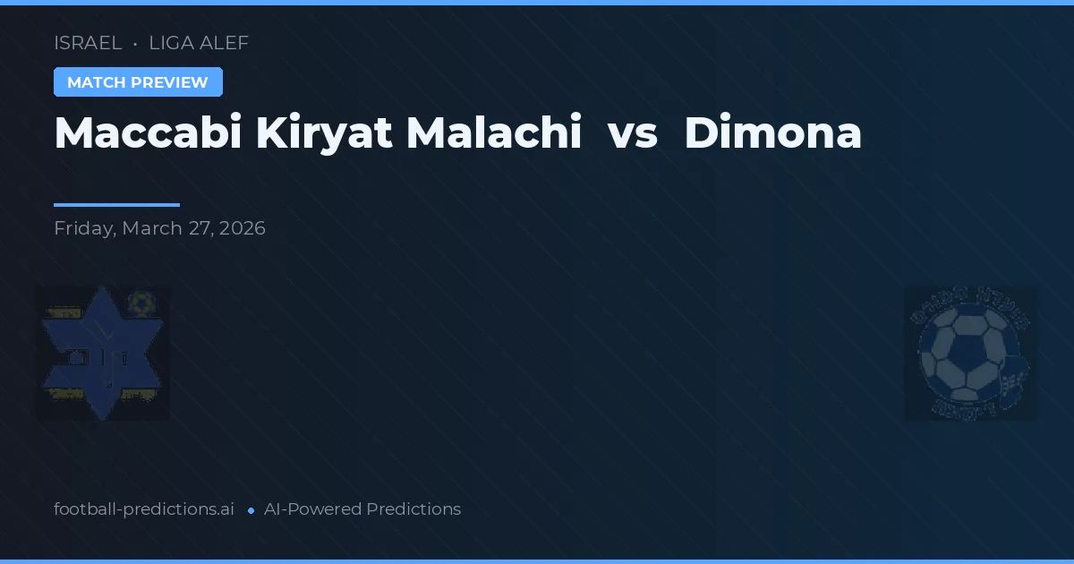 Maccabi Kiryat Malachi vs Dimona — voorspelling en vooruitblik wedstrijd