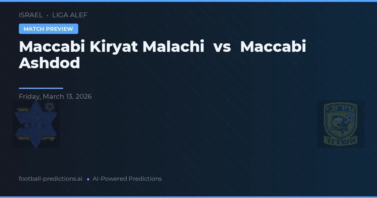 Maccabi Kiryat Malachi vs Maccabi Ashdod — voorspelling en vooruitblik wedstrijd
