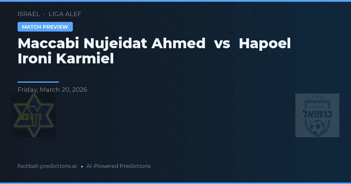 Maccabi Nujeidat Ahmed vs Hapoel Ironi Karmiel — voorspelling en vooruitblik wedstrijd
