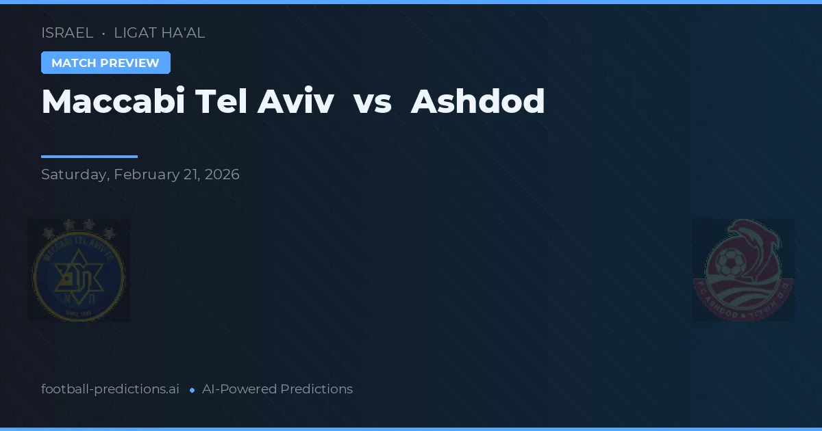 Maccabi Tel Aviv vs Ashdod — voorspelling en vooruitblik wedstrijd