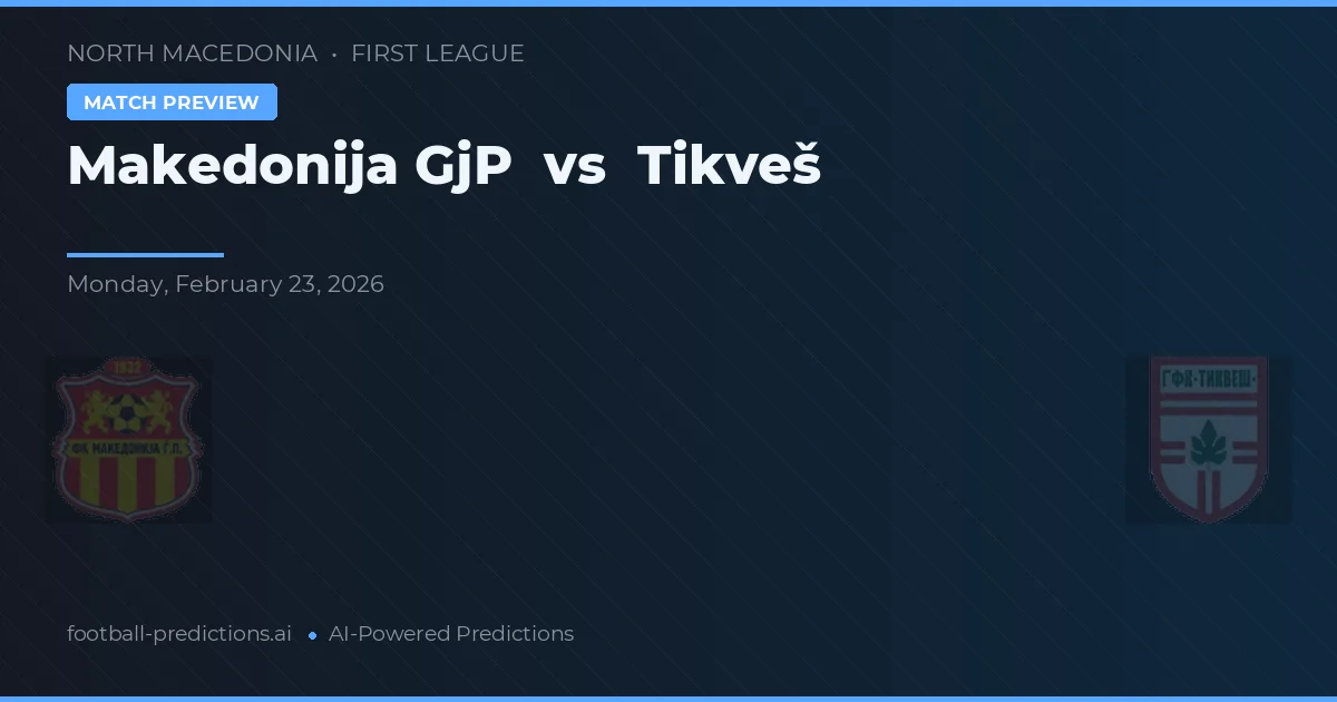 Makedonija GjP vs Tikveš — voorspelling en vooruitblik wedstrijd