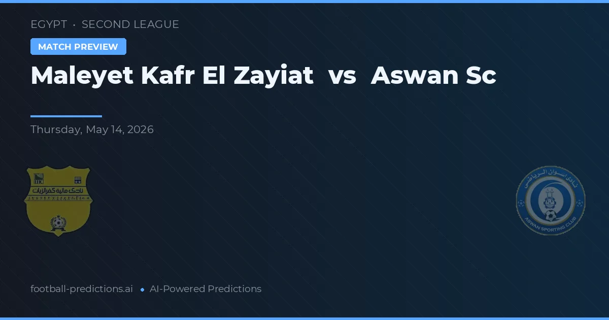 Maleyet Kafr El Zayiat vs Aswan SC — voorspelling en vooruitblik wedstrijd