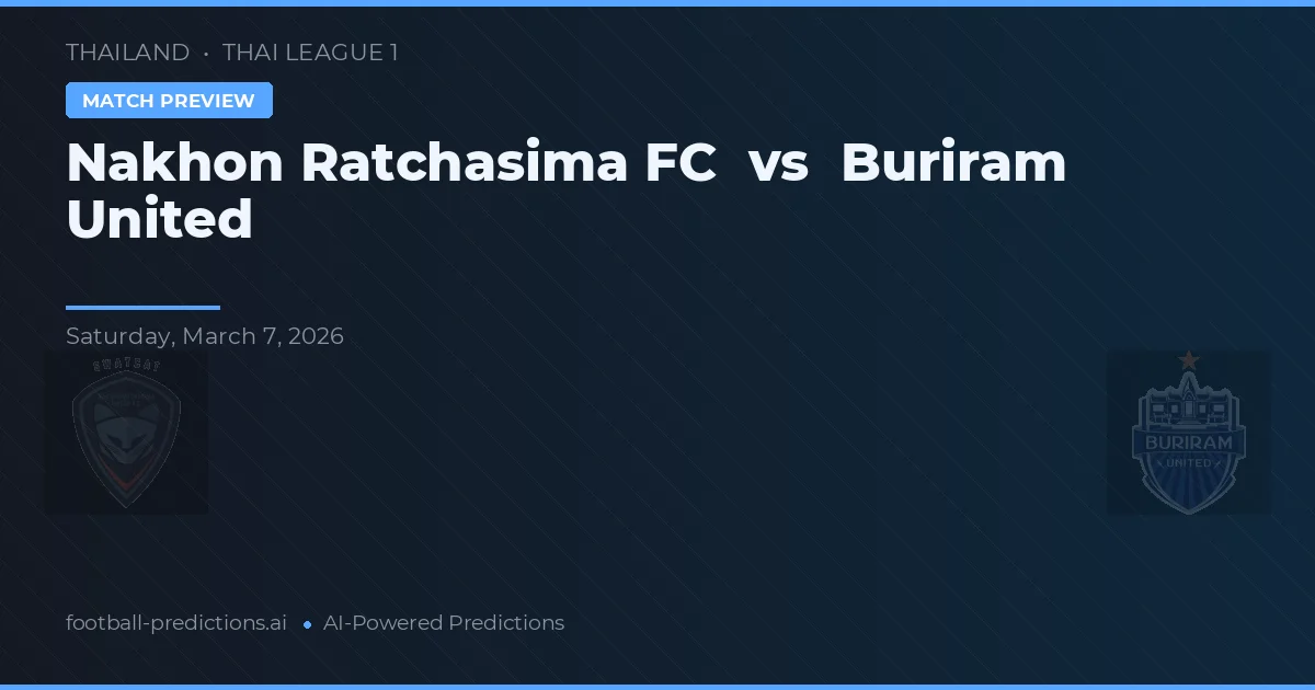 Nakhon Ratchasima FC vs Buriram United — voorspelling en vooruitblik wedstrijd