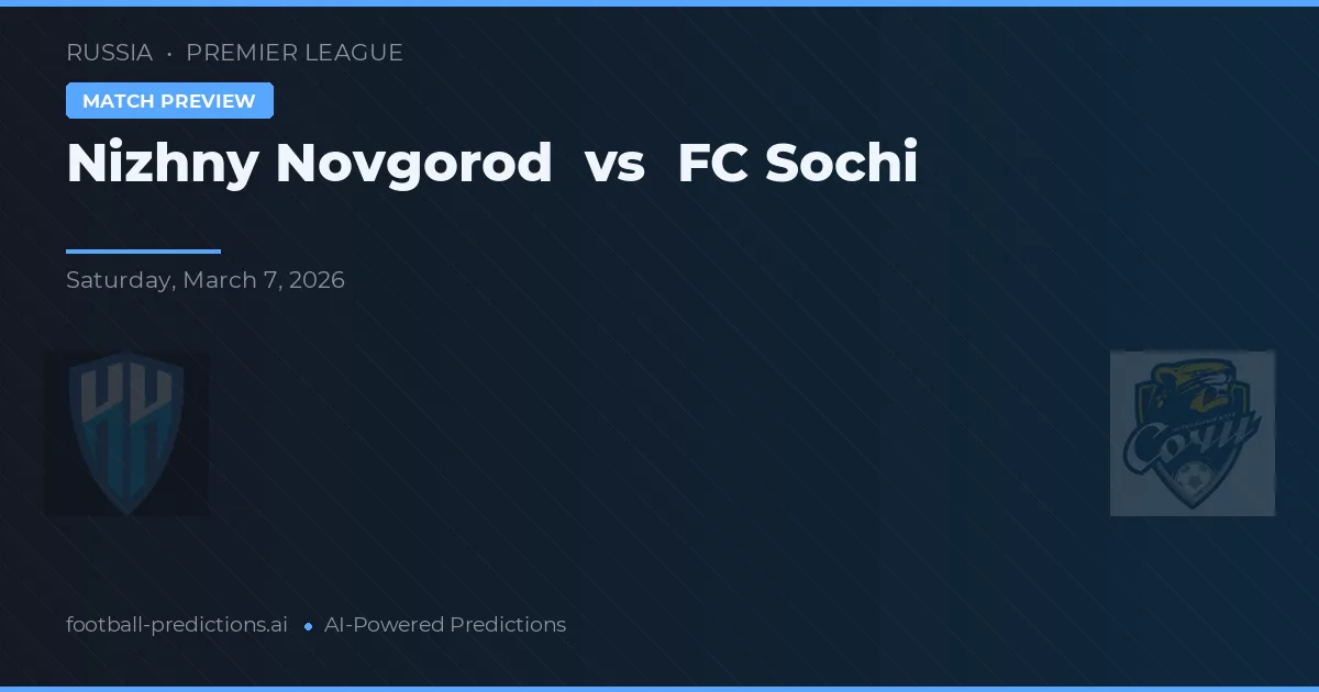 Nizhny Novgorod vs FC Sochi — voorspelling en vooruitblik wedstrijd