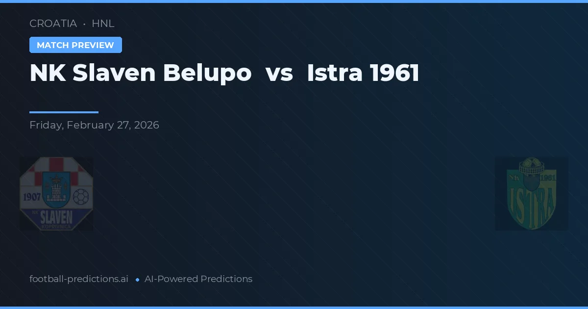 NK Slaven Belupo vs Istra 1961 — voorspelling en vooruitblik wedstrijd