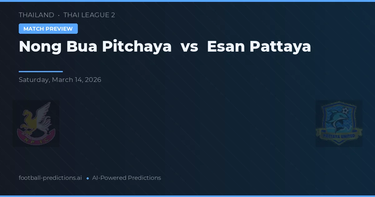Nong Bua Pitchaya vs Esan Pattaya — voorspelling en vooruitblik wedstrijd