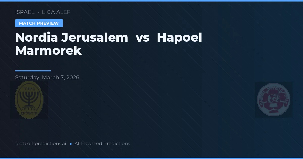 Nordia Jeruzalem vs Hapoel Marmorek — voorspelling en vooruitblik wedstrijd