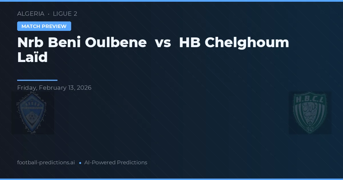 Nrb Beni Oulbene vs HB Chelghoum Laïd — voorspelling en vooruitblik wedstrijd