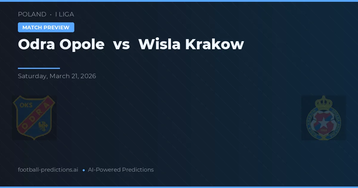 Odra Opole vs Wisła Kraków — voorspelling en vooruitblik wedstrijd