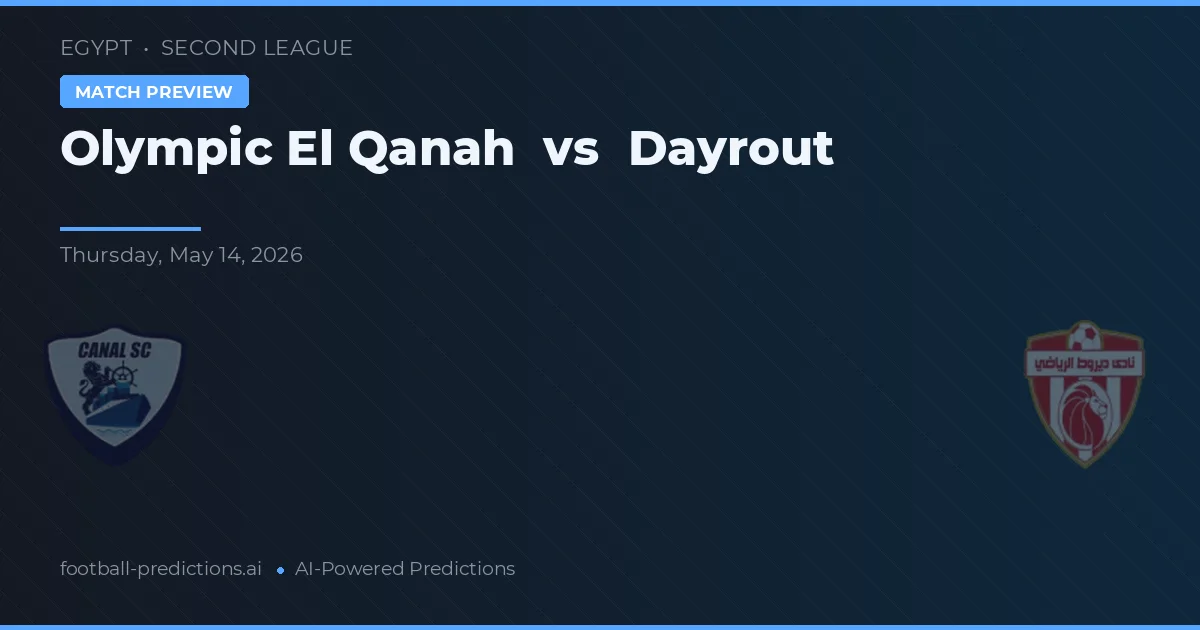 Olympic El Qanah vs Dayrout — voorspelling en vooruitblik wedstrijd