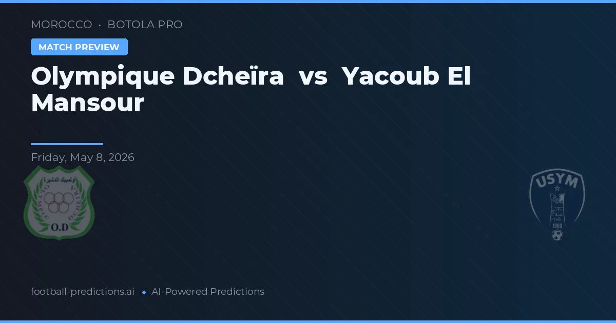 Olympique Dcheïra vs Yacoub El Mansour — voorspelling en vooruitblik wedstrijd