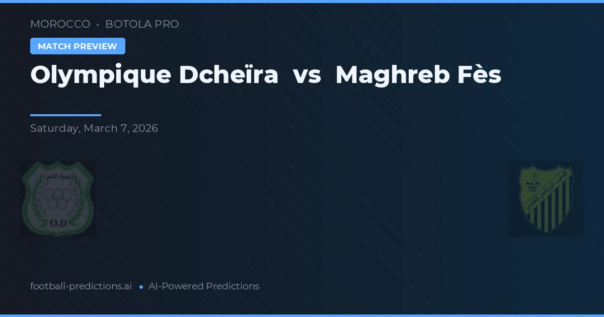 Olympique Dcheïra vs Maghreb Fès — voorspelling en vooruitblik wedstrijd