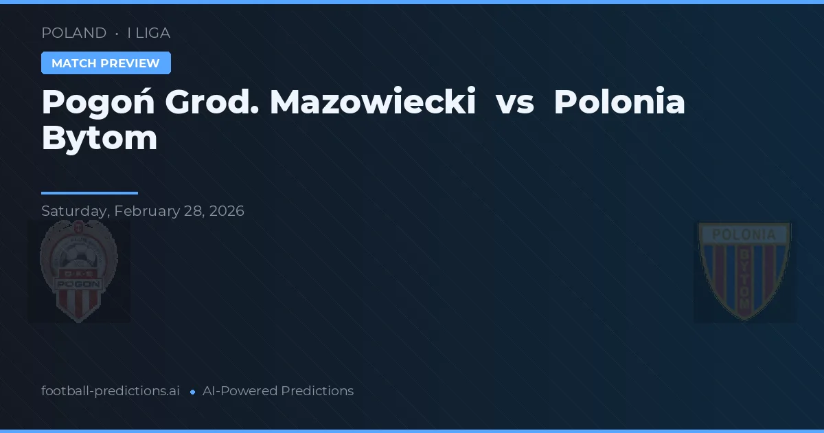 Pogoń Grod. Mazowiecki vs Polonia Bytom — voorspelling en vooruitblik wedstrijd