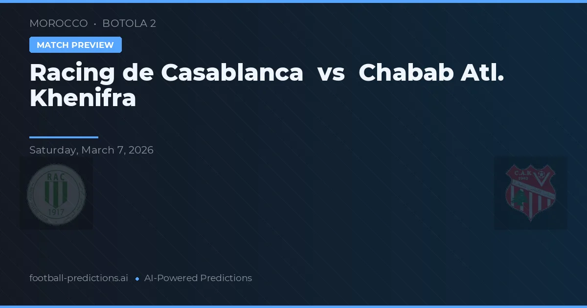 Racing de Casablanca vs Chabab Atl. Khenifra — voorspelling en vooruitblik wedstrijd