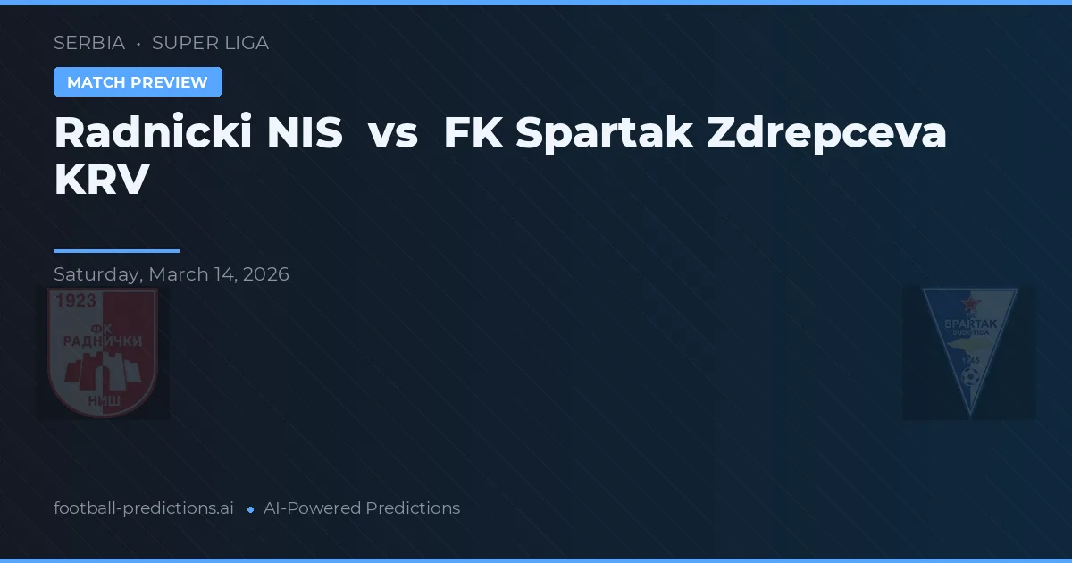 Radnički Niš vs FK Spartak Zdrepczeva KRV — voorspelling en vooruitblik wedstrijd