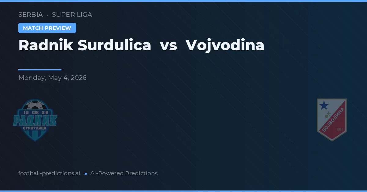 Radnik Surdulica vs Vojvodina — voorspelling en vooruitblik wedstrijd