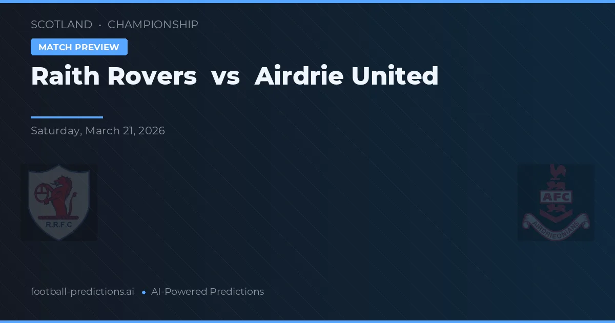 Raith Rovers vs Airdrie United — voorspelling en vooruitblik wedstrijd