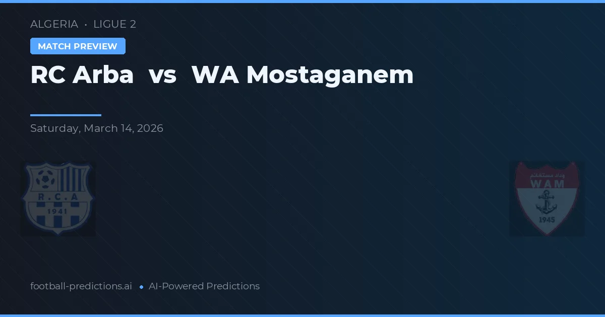 RC Arba vs WA Mostaganem — voorspelling en vooruitblik wedstrijd
