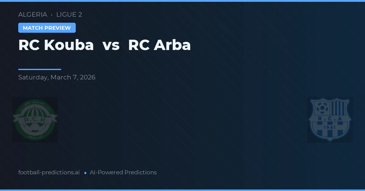 RC Kouba vs RC Arba — voorspelling en vooruitblik wedstrijd