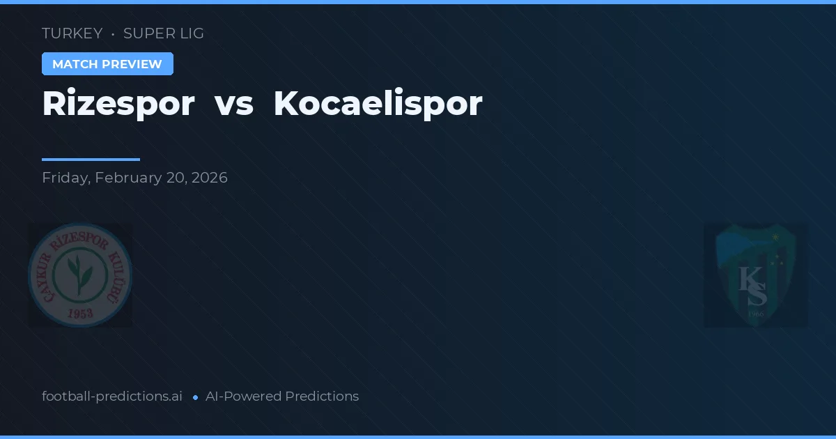Rizespor vs Kocaelispor — voorspelling en vooruitblik wedstrijd