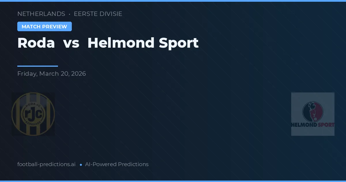 Roda JC vs Helmond Sport — voorspelling en vooruitblik wedstrijd