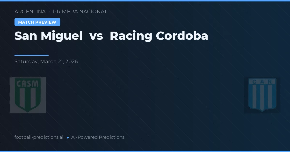 San Miguel vs Racing Córdoba — voorspelling en vooruitblik wedstrijd