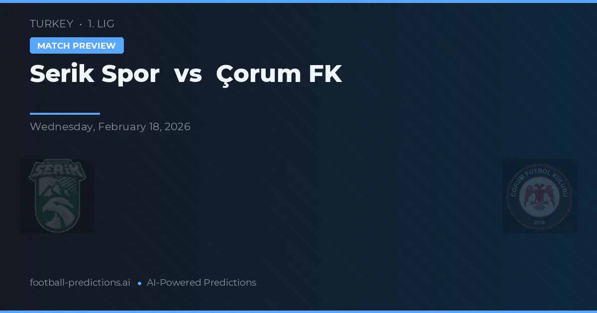 Serik Spor vs Çorum FK — voorspelling en vooruitblik wedstrijd
