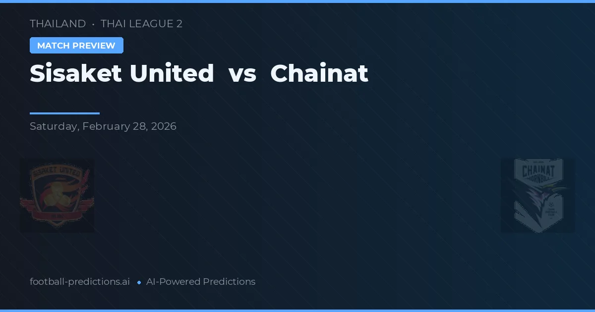Sisaket United vs Chainat — voorspelling en vooruitblik wedstrijd