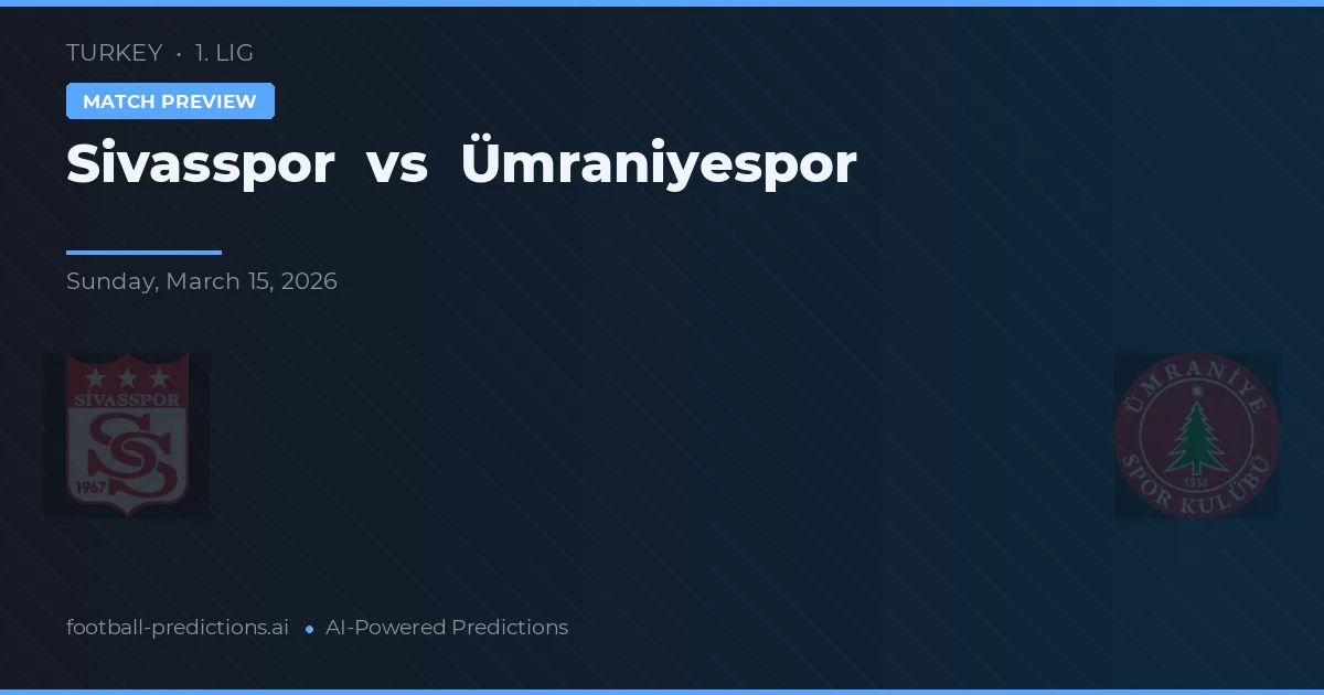 Sivasspor vs Ümraniyespor — voorspelling en vooruitblik wedstrijd
