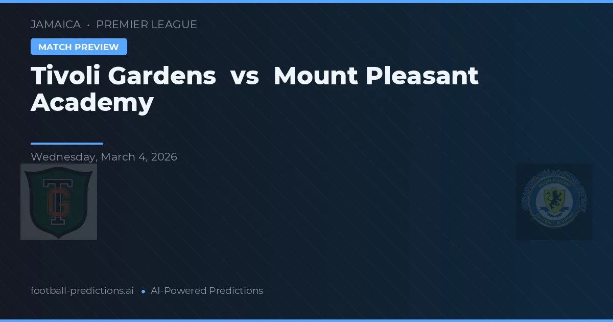 Tivoli Gardens vs Mount Pleasant Academy — voorspelling en vooruitblik wedstrijd