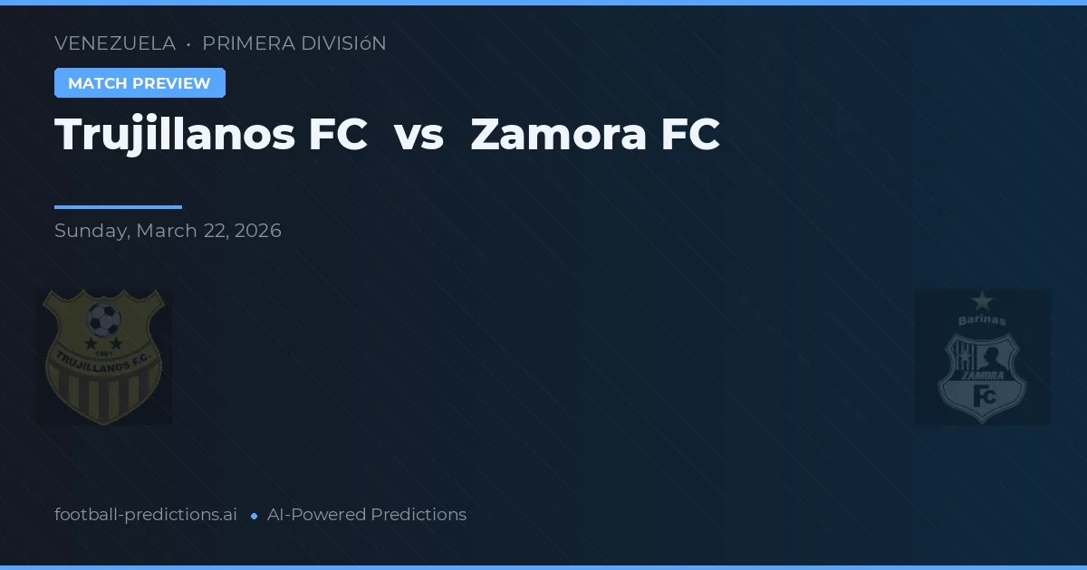 Trujillanos FC vs Zamora FC — voorspelling en vooruitblik wedstrijd