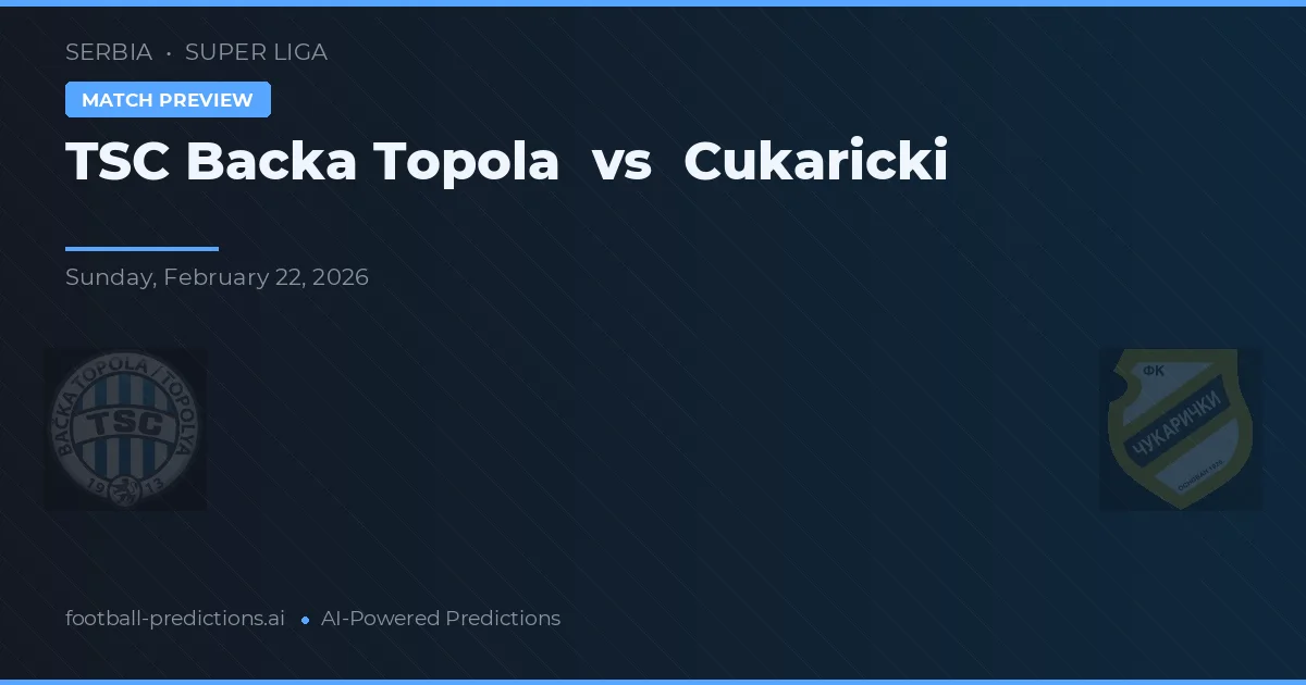 TSC Bácsák Topola vs Cukaricki — voorspelling en vooruitblik wedstrijd