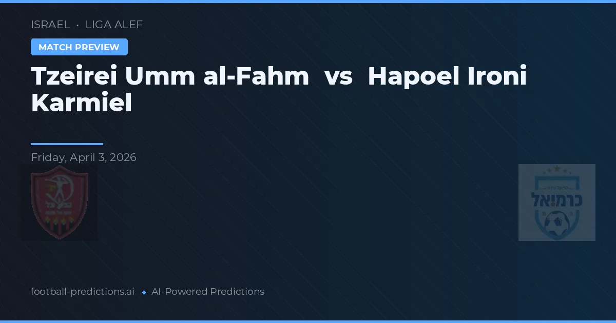 Tzeirei Umm al-Fahm vs Hapoel Ironi Karmiel — voorspelling en vooruitblik wedstrijd