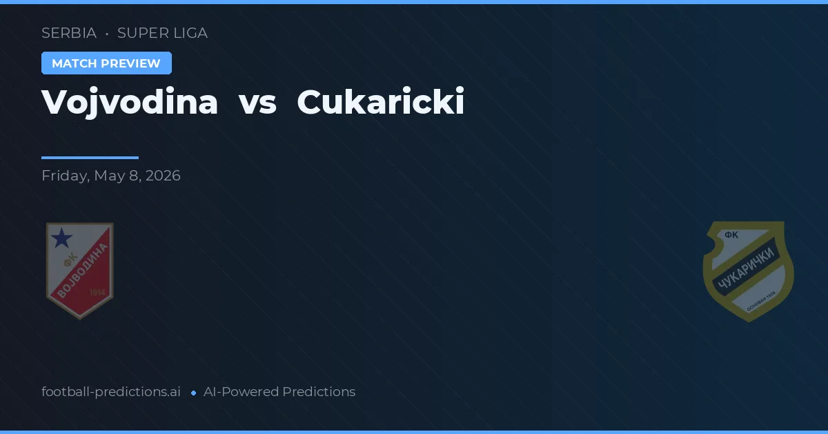Vojvodina vs Cukaricki — voorspelling en vooruitblik wedstrijd