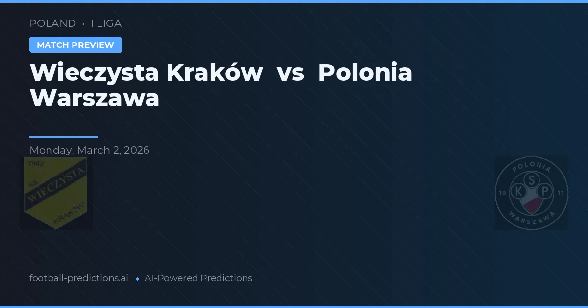 Wieczysta Kraków vs Polonia Warschau — voorspelling en vooruitblik wedstrijd