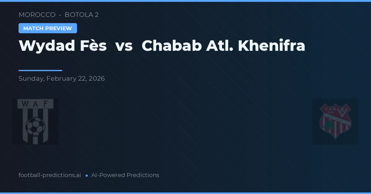 Wydad Fès vs Chabab Atl. Khenifra — voorspelling en vooruitblik wedstrijd