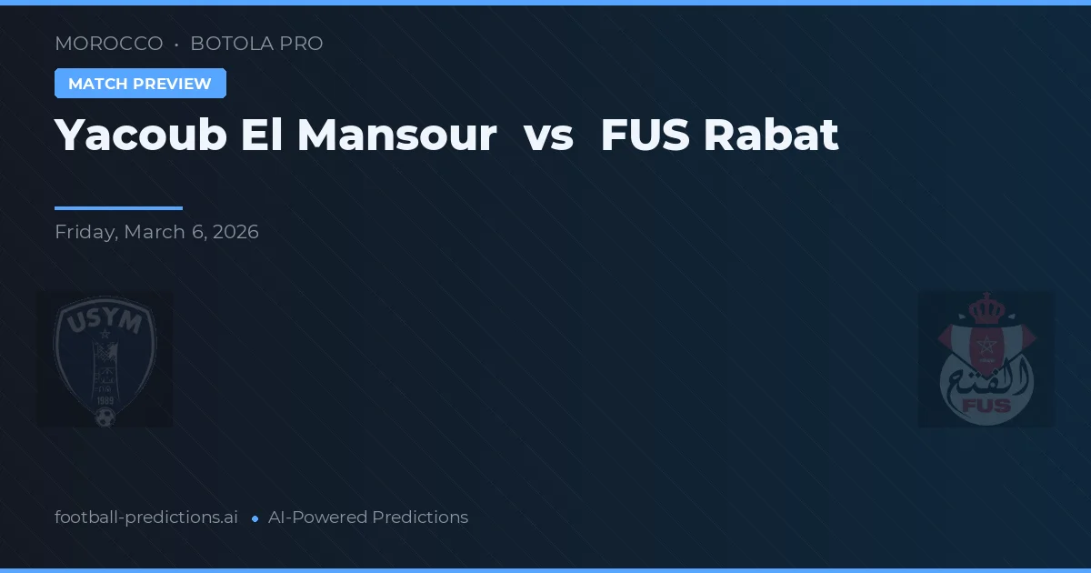 Yacoub El Mansour vs FUS Rabat — voorspelling en vooruitblik wedstrijd