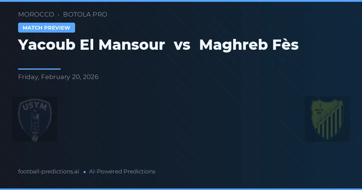 Yacoub El Mansour vs Maghreb Fès — voorspelling en vooruitblik wedstrijd