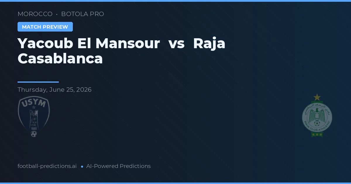 Yacoub El Mansour vs Raja Casablanca — voorspelling en vooruitblik wedstrijd